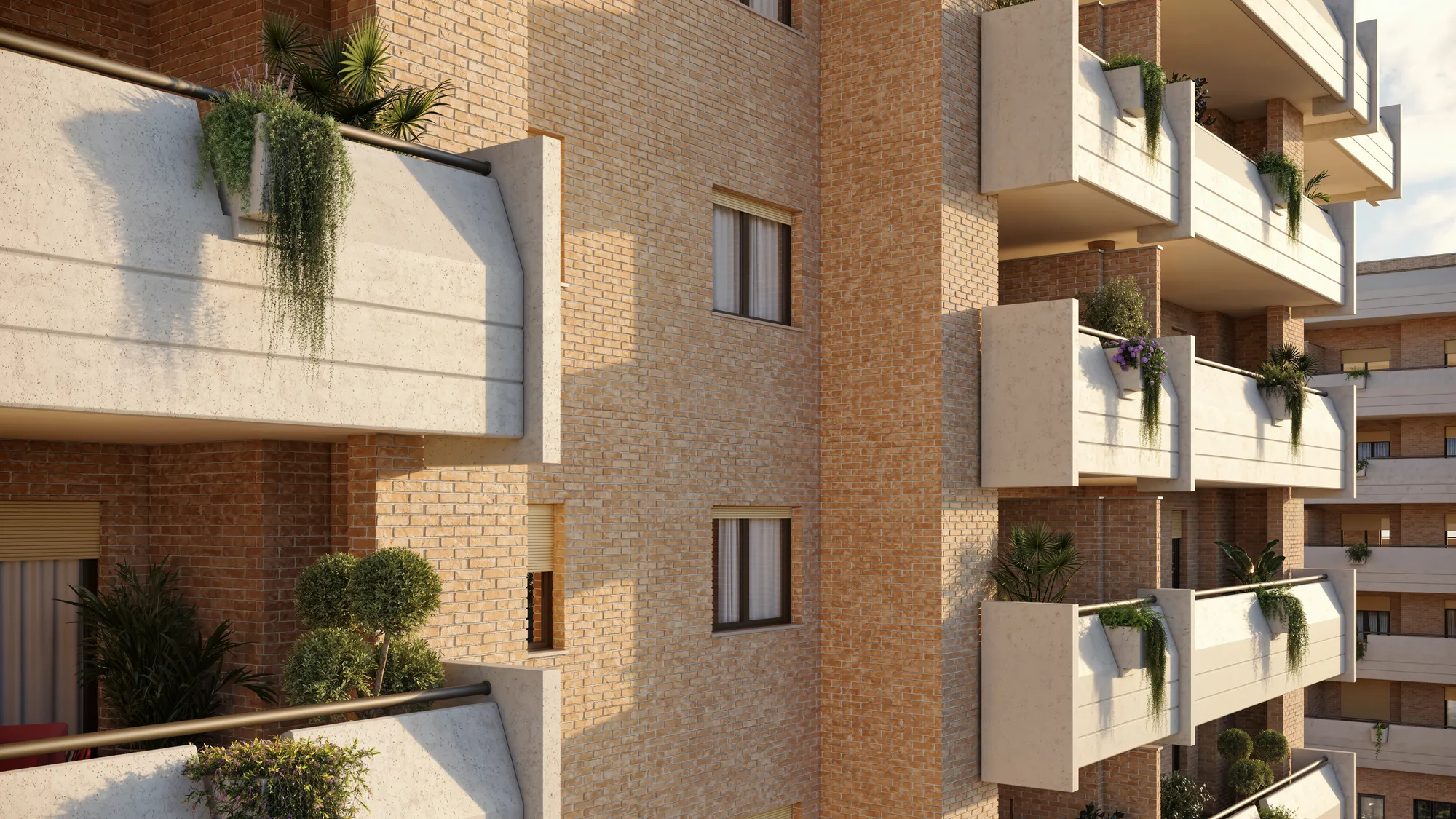 I balconi fioriti di Dea Minerva, render